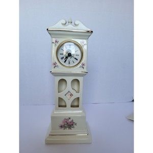 Vintage Godinger Hand Crafted Porcelain Grandfather Style Clock Floral Gold Trim